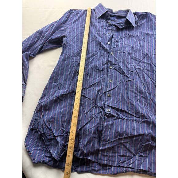 Sr. Francesco Dress Shirt Mens Size 16R Purple Striped Button Up Long Sleeve - Picture 4 of 5